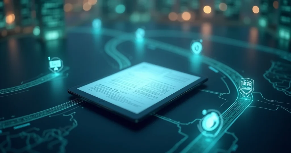 Abstract digital roadmap with an online ITIN form and IRS badge