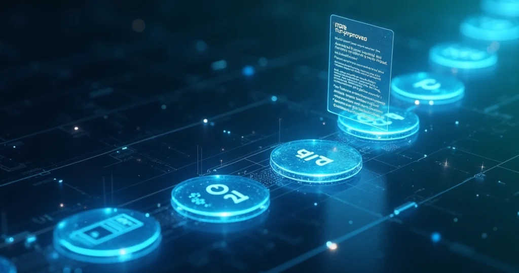 Stylized blue digital path of numbered steps leading to approved ITIN document